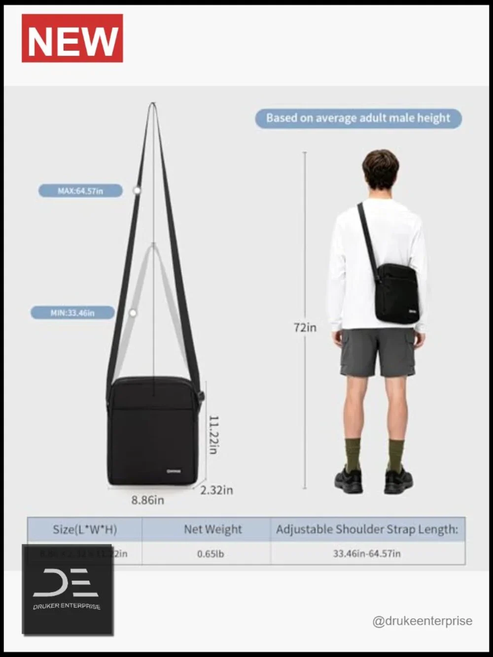 Slim Messenger Bag Crossbody Shoulder Bag for Men Business Travel